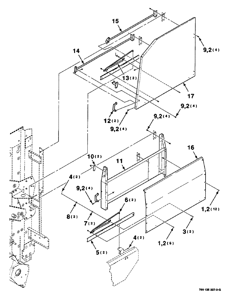 Схема запчастей Case IH RS551 - (7-22) - SHIELD, LATCH AND SUPPORT ASSEMBLIES, LEFT (12) - MAIN FRAME