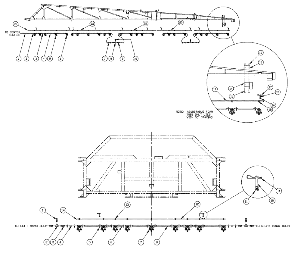 Схема запчастей Case IH PATRIOT XL - (09-036[03]) - 75 3-BOOM SHUTOFF-20"/30" ON CENTER-NOZZLES, CENTER BOOM 5-WAY NOZZLES Liquid Plumbing