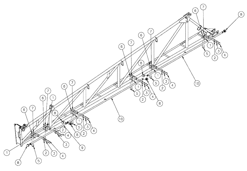 Схема запчастей Case IH SPX4260 - (09-020) - NOZZLE SPACING GROUP, 5 SECTION MID Liquid Plumbing