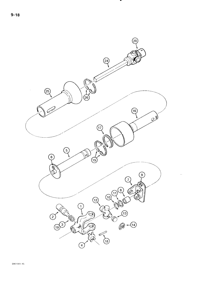 Схема запчастей Case IH 80 - (9-18) - DRIVE SHAFT, HAYES DANA, 31.4 TO 40.75 INCH, USED IN 1973 SEASON ONLY (09) - CHASSIS