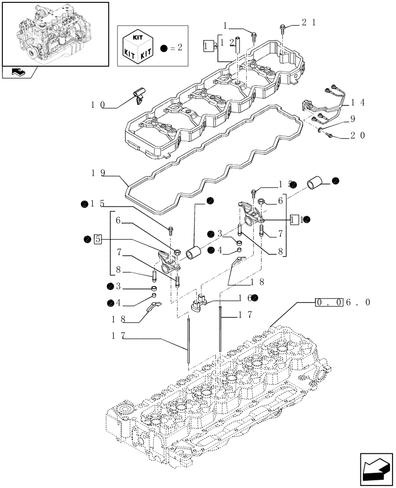 Схема запчастей Case IH F4HE9687G J101 - (0.06.6) - ROCKER SHAFT (2852429) 