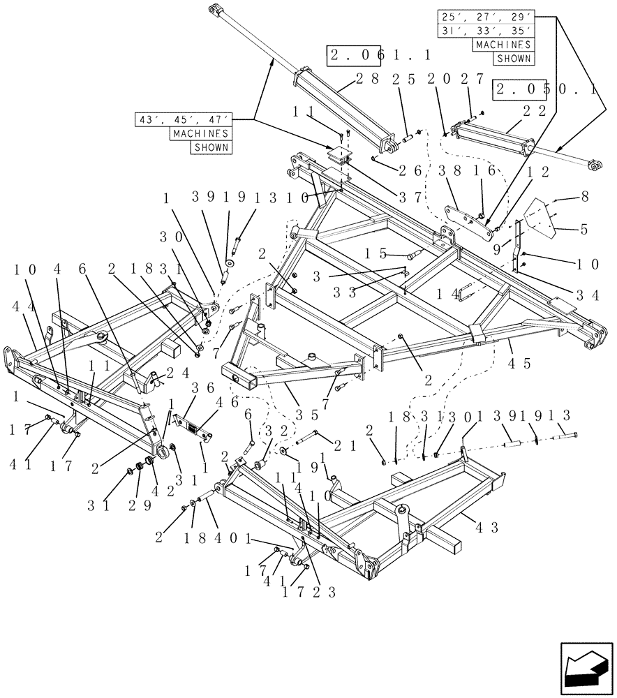 Схема запчастей Case IH PTX600 - (1.020.1) - 13 FT CENTER ASSEMBLY (12) - FRAME