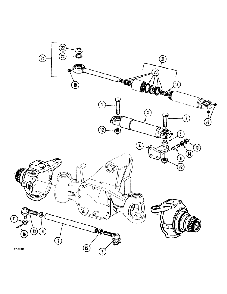 Схема запчастей Case IH 2130 - (5-24) - STEERING CYLINDER, CONNECTIONS - MFD, VINEYARD VERSION ONLY, 2120, 2130 AND 2140 (05) - STEERING