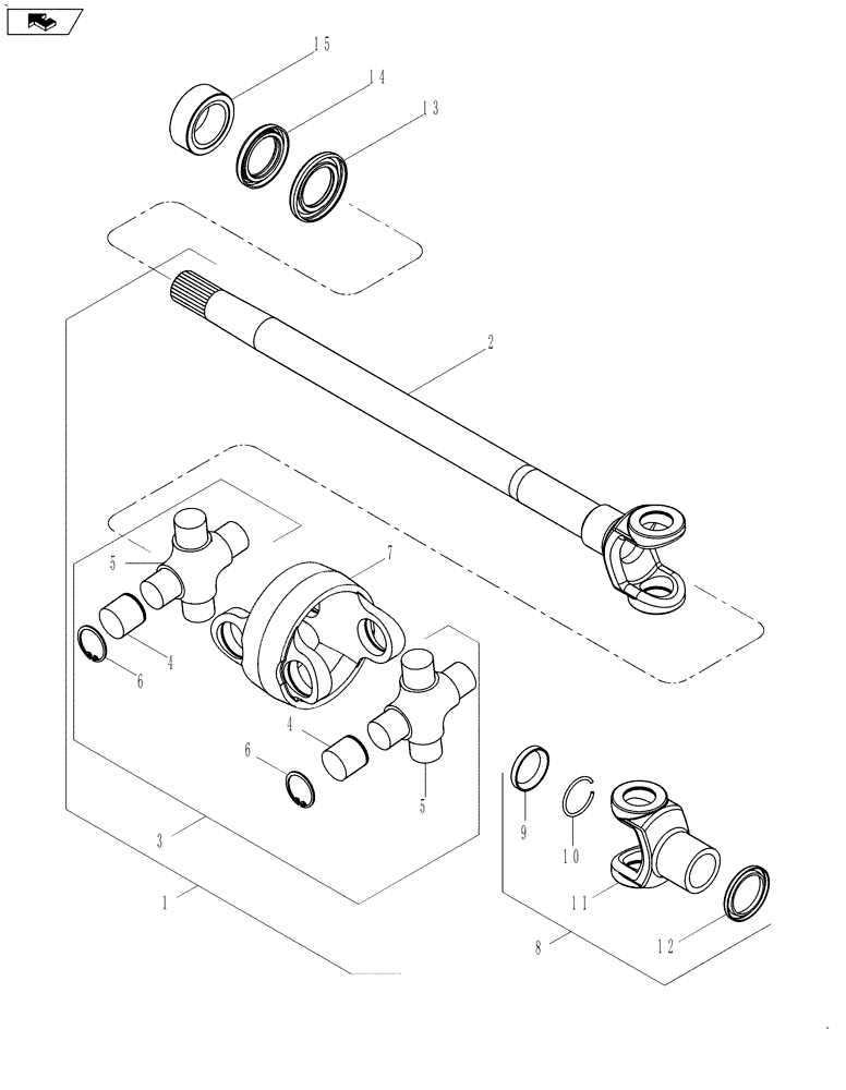 Схема запчастей Case IH MAGNUM 210 - (25.100.05) - FRONT AXLE DRIVE SHAFT - MFD, WITHOUT DIFFERENTIAL LOCK (25) - FRONT AXLE SYSTEM