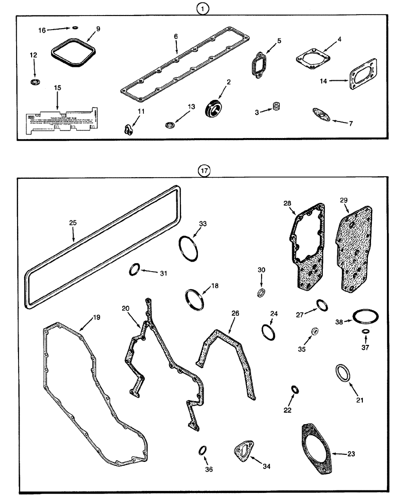 Схема запчастей Case IH MX170 - (02-27) - GASKET KITS (10) - ENGINE