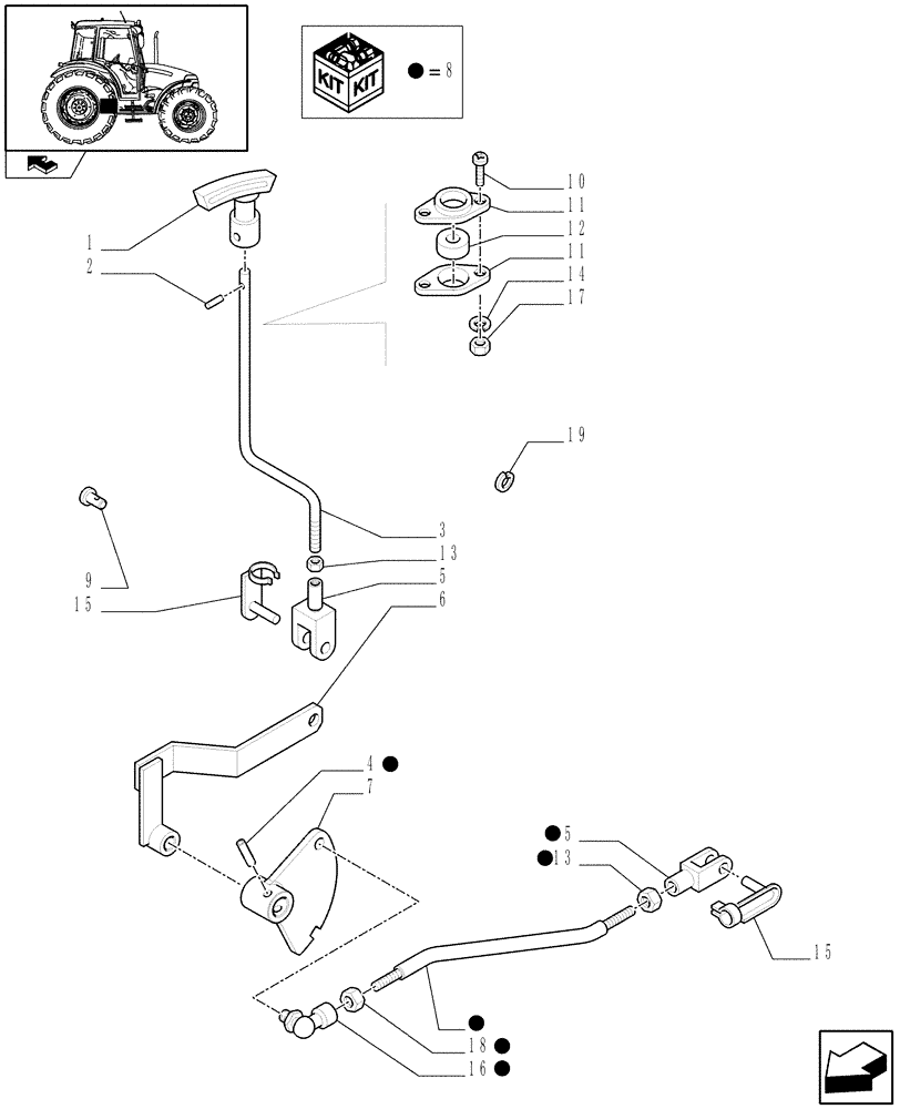 Схема запчастей Case IH FARMALL 60 - (1.33.2/02) - 20X12 TRANSMISSION WITH SYNCHRO SHUTTLE AND CREEPER - IDLER CONTROLS (VAR.335113-335115-336115-743904) (04) - FRONT AXLE & STEERING