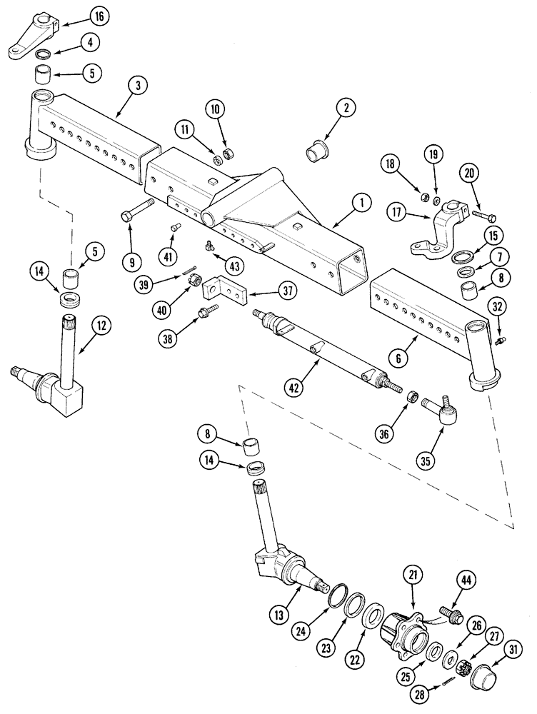 Схема запчастей Case IH 5220 - (5-20) - AXLE ADJUSTABLE TWO WHEEL DRIVE (05) - STEERING