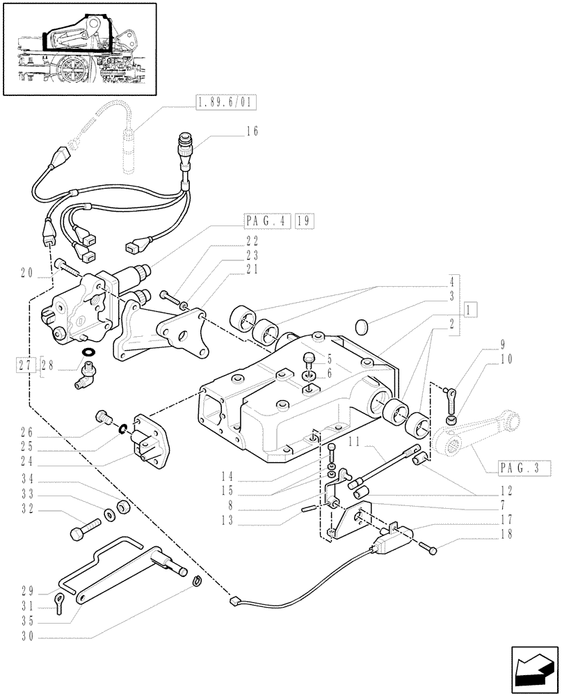 Схема запчастей Case IH JX100U - (1.82.0/01[01]) - (VAR.250-251) ELECTRONIC LIFTING - PARTS (07) - HYDRAULIC SYSTEM