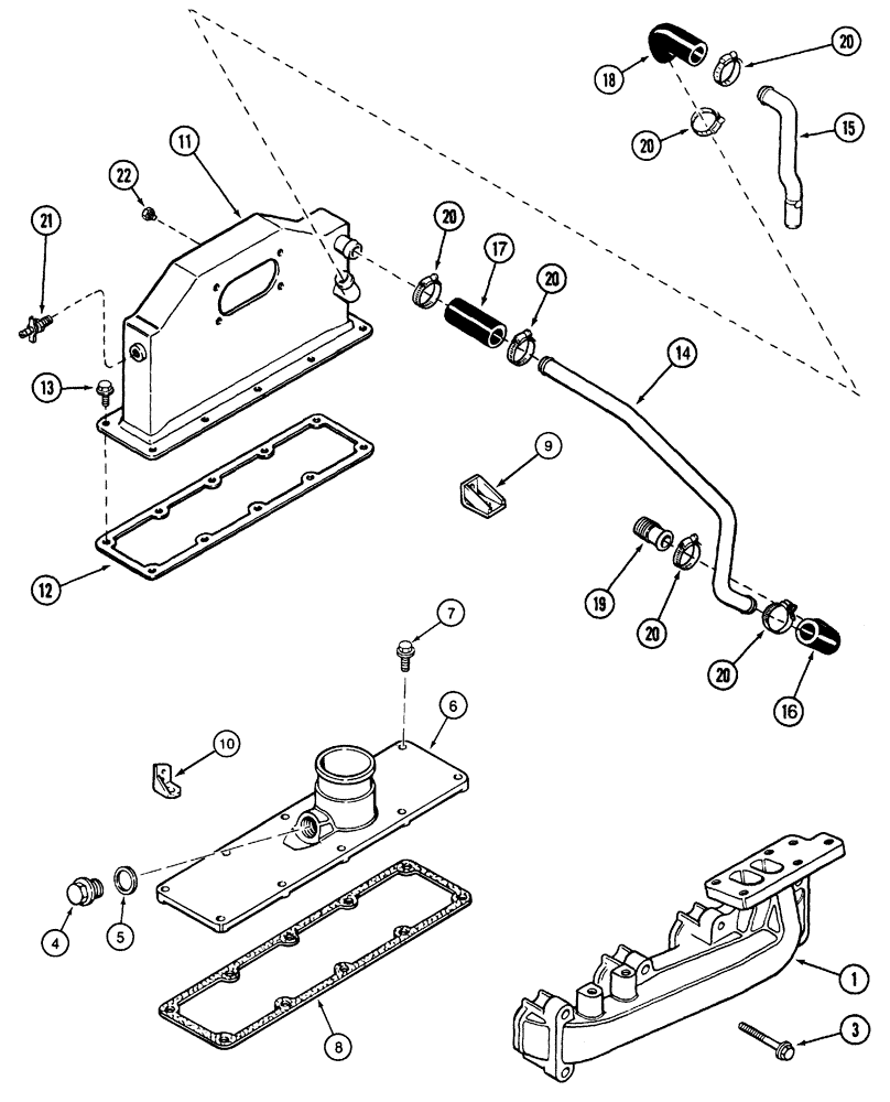 Схема запчастей Case IH 5120 - (2-30) - MANIFOLDS, 4T-390 ENGINE, EXHAUST (02) - ENGINE