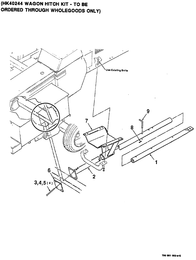 Схема запчастей Case IH 8555 - (09-10) - WAGON HITCH KIT, HK40244 KIT, TO BE ORDERED THROUGH WHOLEGOODS ONLY Decals & Attachments