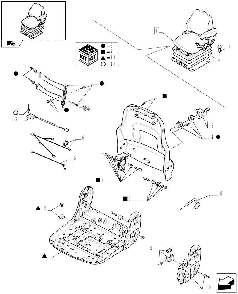 Схема запчастей Case IH PUMA 210 - (1.93.3/ E[02]) - SEAT WITH AIR SUSPENSION, BELT AND SWITCH - BREAKDOWN (10) - OPERATORS PLATFORM/CAB