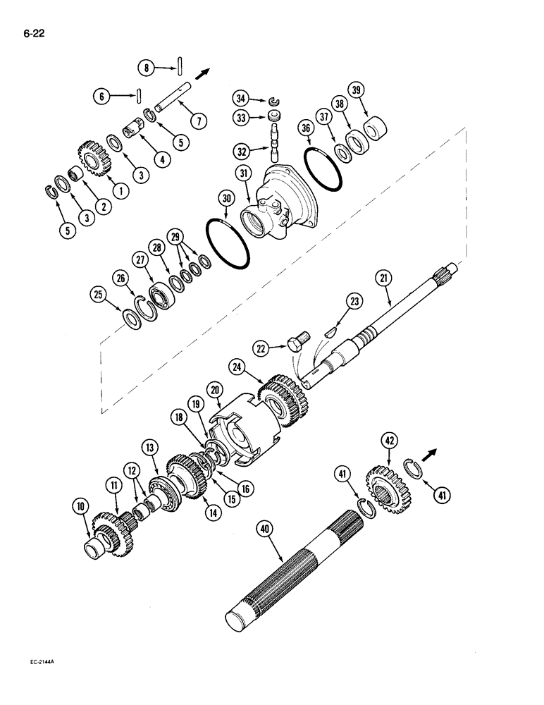 Схема запчастей Case IH 695 - (6-022) - SPEED TRANSMISSION, FORWARD AND REVERSE ATTACHMENT (06) - POWER TRAIN