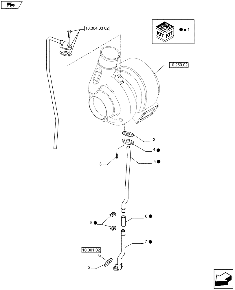 Схема запчастей Case IH F2CFE613C A011 - (10.304.03[03]) - OIL PUMP PIPING (504385686) 