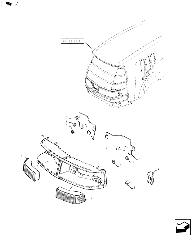 Схема запчастей Case IH FARMALL 55A - (55.404.01) - HEADLAMPS (55) - ELECTRICAL SYSTEMS