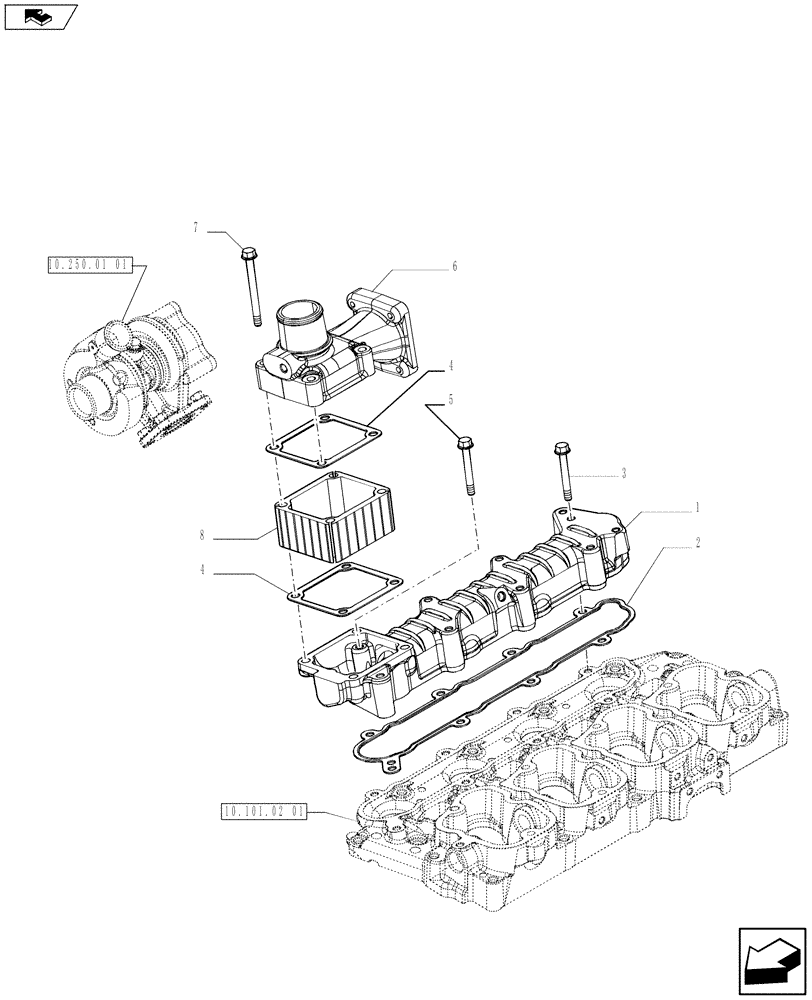 Схема запчастей Case IH F5AE5484C A002 - (10.254.04) - INTAKE MANIFOLD (10) - ENGINE