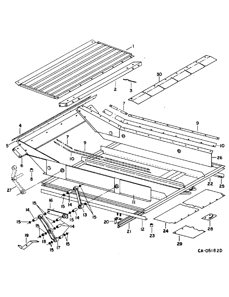 Схема запчастей Case IH 1460 - (23-09) - AUGER BED, SHOE AND SHOE SIEVE, CHAFFER SIEVE Grain Pan, Shoe & Shoe Sieve