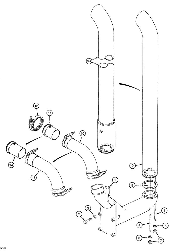 Схема запчастей Case IH 7250 - (2-020) - EXHAUST SYSTEM (02) - ENGINE