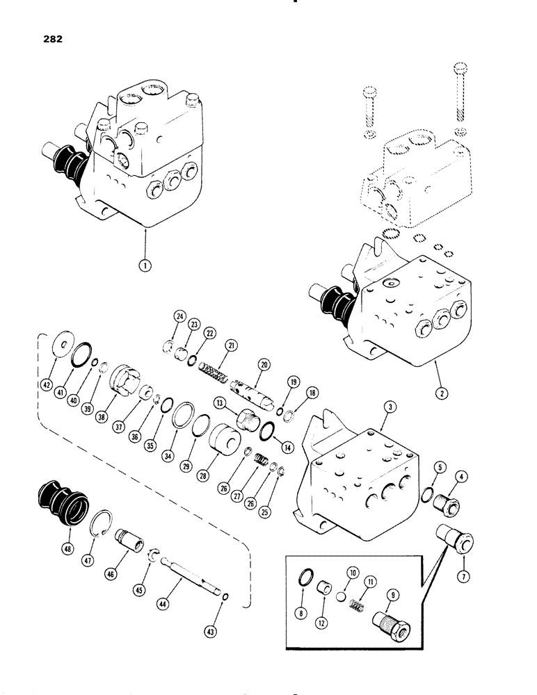 Схема запчастей Case IH 1270 - (282) - A65728 BRAKE VALVE ASSEMBLY, USED WITHOUT DIFFERENTIAL LOCK, PART NUMBER STAMPED ON COVER (07) - BRAKES