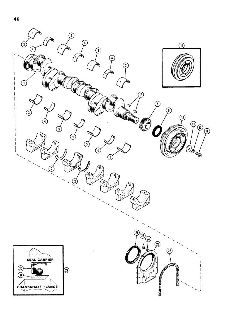 Схема запчастей Case IH 970 - (046) - CRANKSHAFT, (401B) DIESEL ENGINE (02) - ENGINE