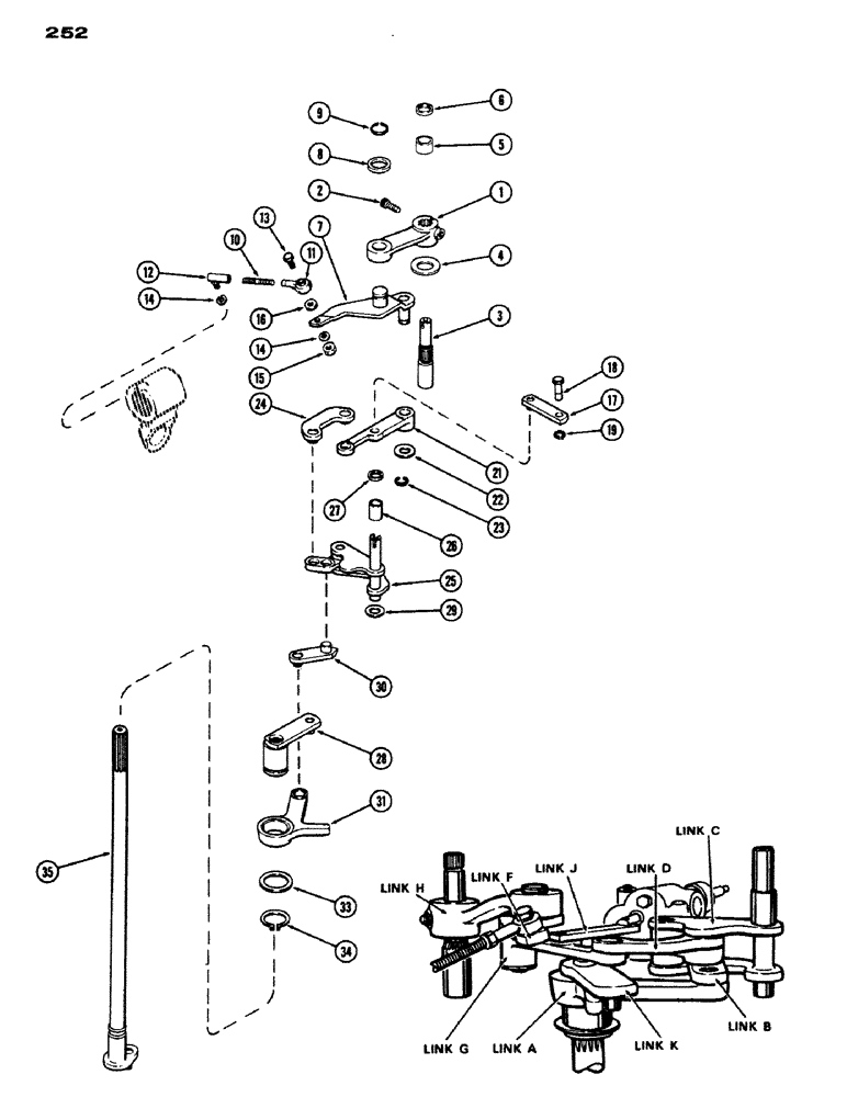 Схема запчастей Case IH 970 - (252) - D.O.M. UPPER SENSING LINKAGE (09) - CHASSIS/ATTACHMENTS