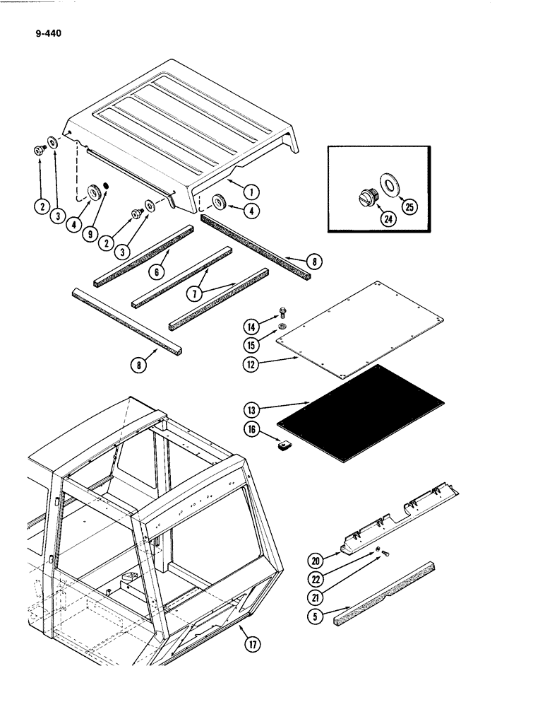 Схема запчастей Case IH 4494 - (9-440) - CAB, ROOF CAP, ROOF AND FRAME (09) - CHASSIS/ATTACHMENTS