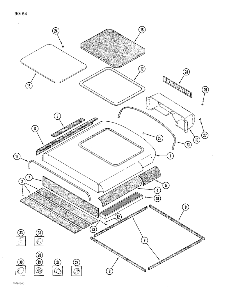 Схема запчастей Case IH 1680 - (9G-54) - CAB ROOF ASSEMBLY (10) - CAB & AIR CONDITIONING