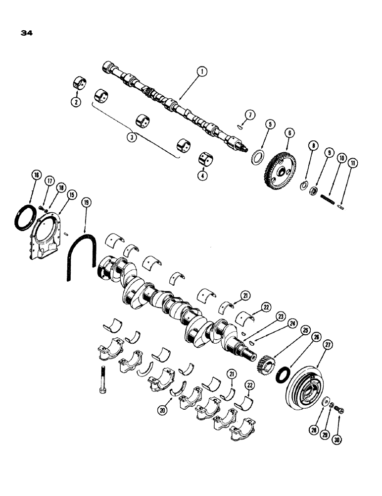 Схема запчастей Case IH 1200 - (034) - CAMSHAFT, (451) DIESEL ENGINE (02) - ENGINE