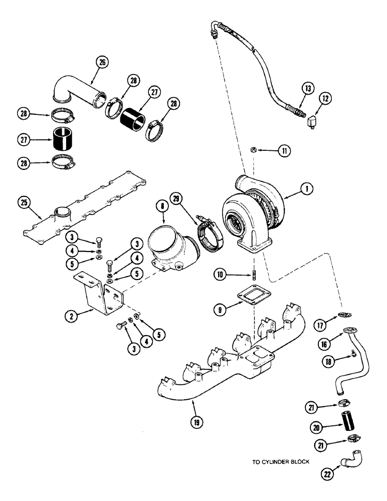 Схема запчастей Case IH 9110 - (04-08) - TURBOCHARGER SYSTEM, 6T-830 ENGINE, SERIAL NUMBER 17900567 AND AFTER (04) - Drive Train