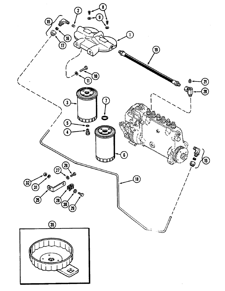 Схема запчастей Case IH 2290 - (3-056) - FUEL INJECTION FILTER SYSTEM, 504BDT DIESEL ENGINE (03) - FUEL SYSTEM