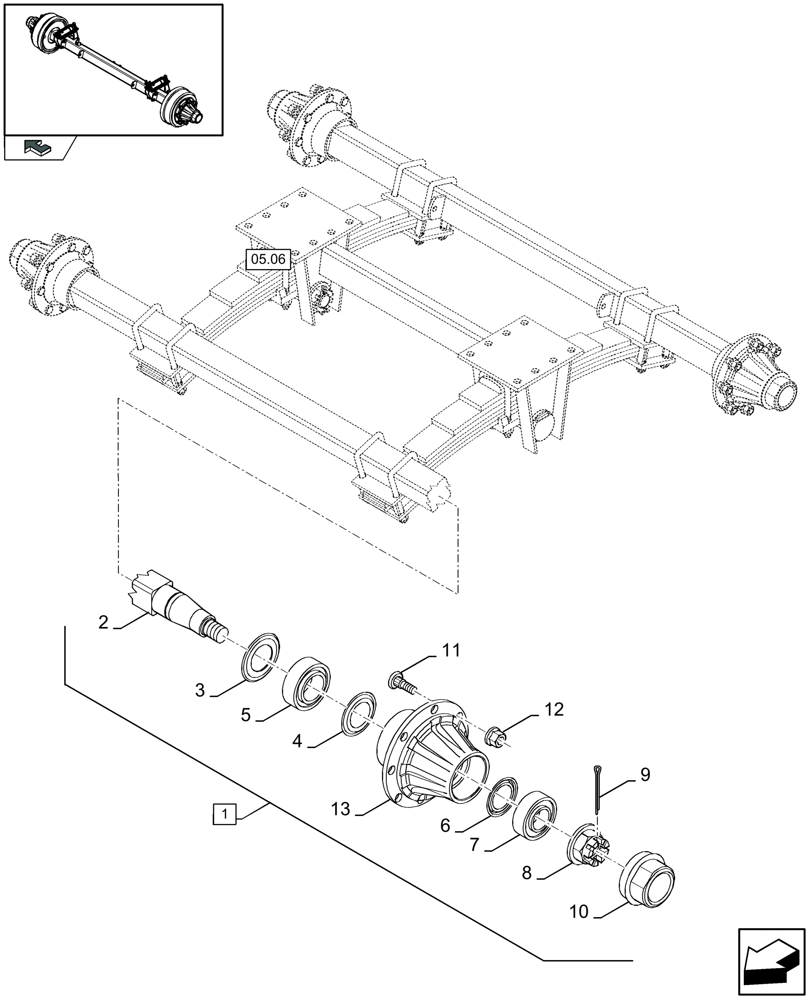 Схема запчастей Case IH LBX322S - (05.07[01]) - TANDEM AXLE WITHOUT BRAKES (05) - AXLE