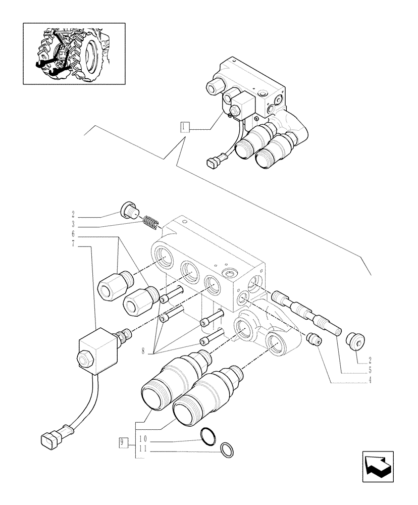 Схема запчастей Case IH MAXXUM 100 - (1.82.7/15A) - CONTROL VALVE - COMPONENT PARTS (VAR.334845-330862-331862) (07) - HYDRAULIC SYSTEM