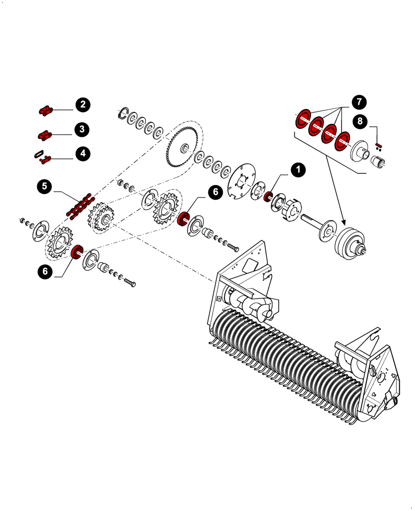 Схема запчастей Case IH LBX432R - (00.00LB012[01]) - MAINTENANCE PARTS, ROTOR CUTTER - PICK-UP MAIN DRIVE (00) - GENERAL