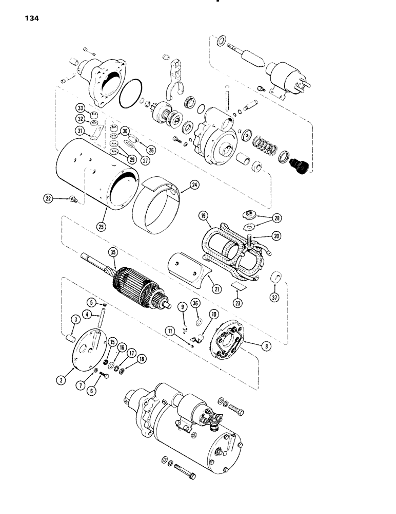 Схема запчастей Case IH 451BDT - (134) - STARTING MOTOR, 12 VOLT (04) - ELECTRICAL SYSTEMS