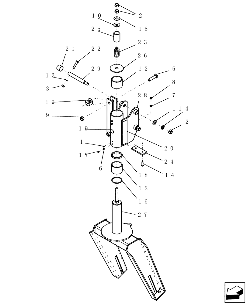 Схема запчастей Case IH ATX400 - (1.130.1) - CENTER SECTION SINGLE CASTER ASSEMBLY - TOP (12) - FRAME