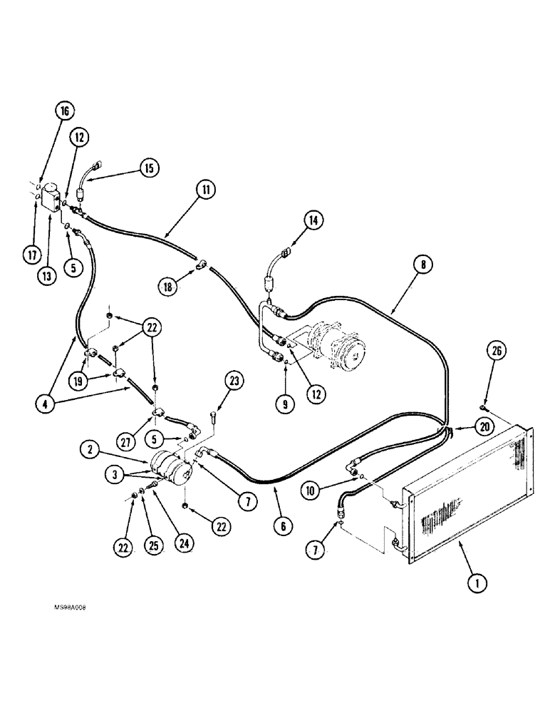 Схема запчастей Case IH 9310 - (9-092) - AIR CONDITIONER PLUMBING, CONDENSER AND RECEIVER-DRIER (09) - CHASSIS/ATTACHMENTS