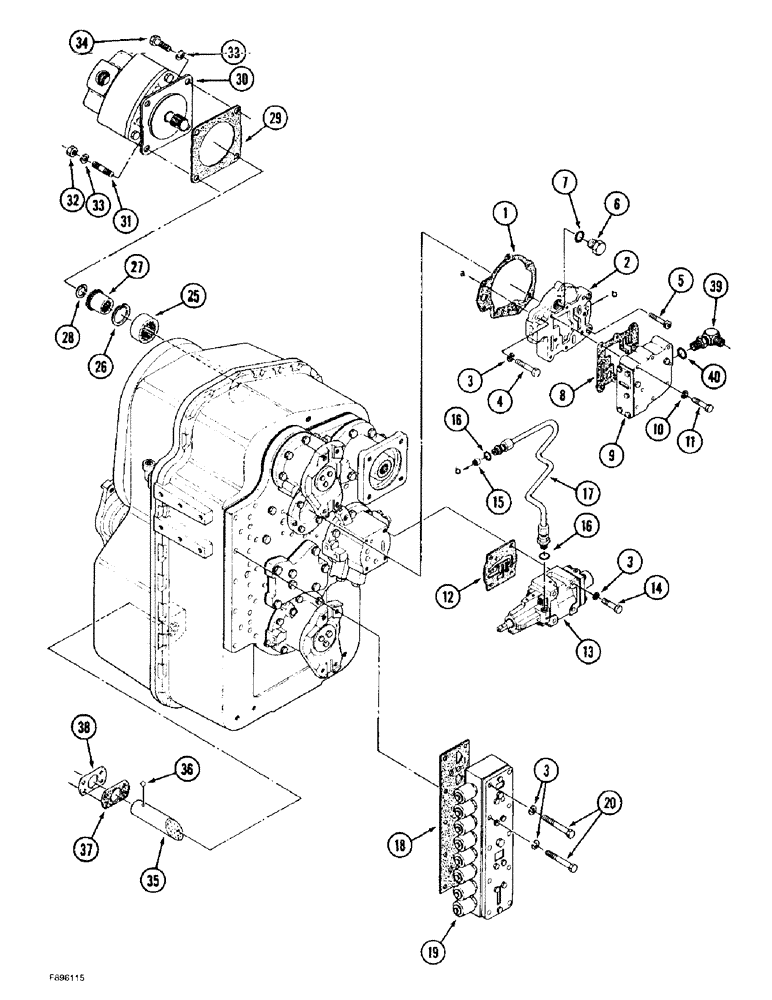 Схема запчастей Case IH 9350 - (6-006) - POWER SHIFT TRANSMISSION ASSEMBLY, VALVES AND PUMP MOUNTING (06) - POWER TRAIN