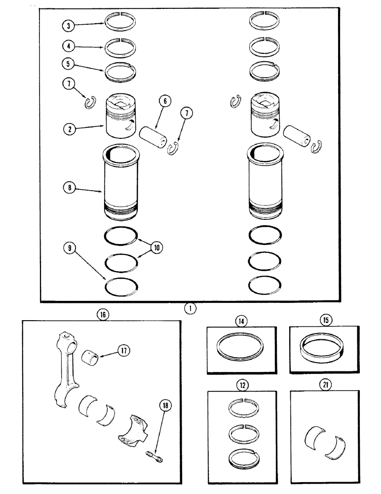 Схема запчастей Case IH 4694 - (2-040) - PISTON ASSEMBLY, 504BDTI DIESEL ENGINE (02) - ENGINE