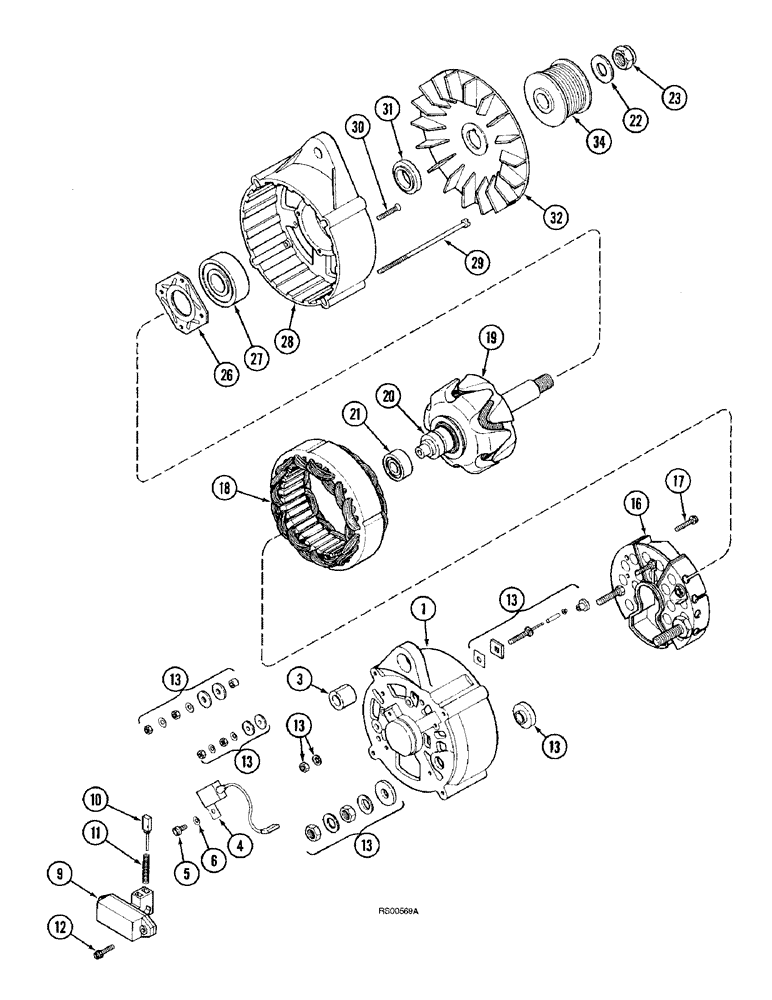 Схема запчастей Case IH 1680 - (4-66) - ALTERNATOR, 110 AMPERE BOSCH (06) - ELECTRICAL