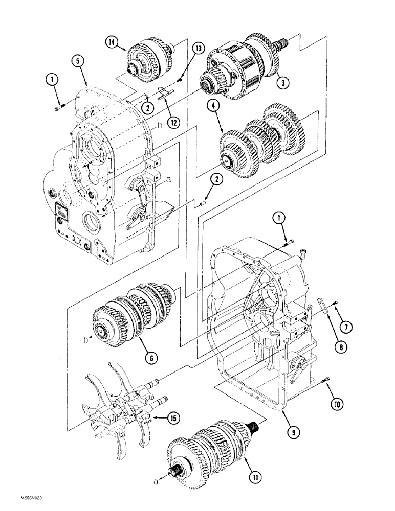 Схема запчастей Case IH 9380 - (6-078) - 24 SPEED SYNCHROSHIFT TRANSMISSION ASSEMBLY, OIL GUTTER, SHAFT ASSEMBIES AND SHIFTER ASSEMBLY (06) - POWER TRAIN