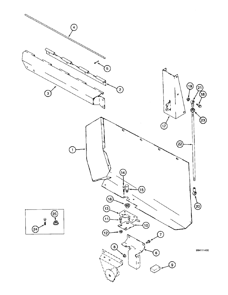 Схема запчастей Case IH 2144 - (9D-34) - TAILINGS DRIVE SHIELD AND SUPPORTS (16) - GRAIN ELEVATORS & AUGERS