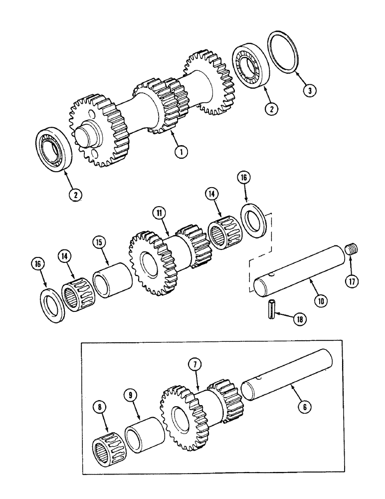 Схема запчастей Case IH 1594 - (6-170) - IDLER SHAFTS AND GEARS, SYNCHROMESH GEARBOX (06) - POWER TRAIN