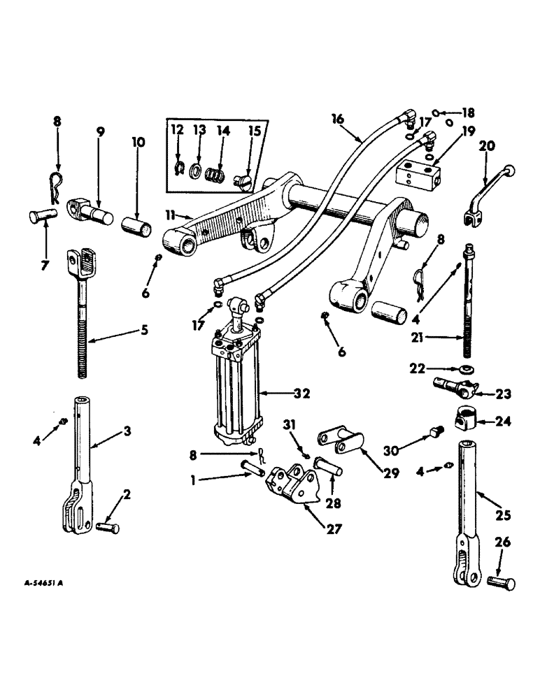 Схема запчастей Case IH 340 - (268) - DRAWBARS AND HITCHES, ROCKSHAFT, LEVELING LINKS, HYDRAULIC CYLINDER & CONNECTIONS, INTL 340 SERIES Drawbar & Hitches