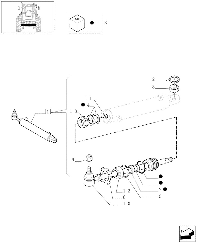 Схема запчастей Case IH JX80 - (1.63.5/ A) - STEERING CONTROL CYLINDER - BREAKDOWN - D5665 (04) - FRONT AXLE & STEERING