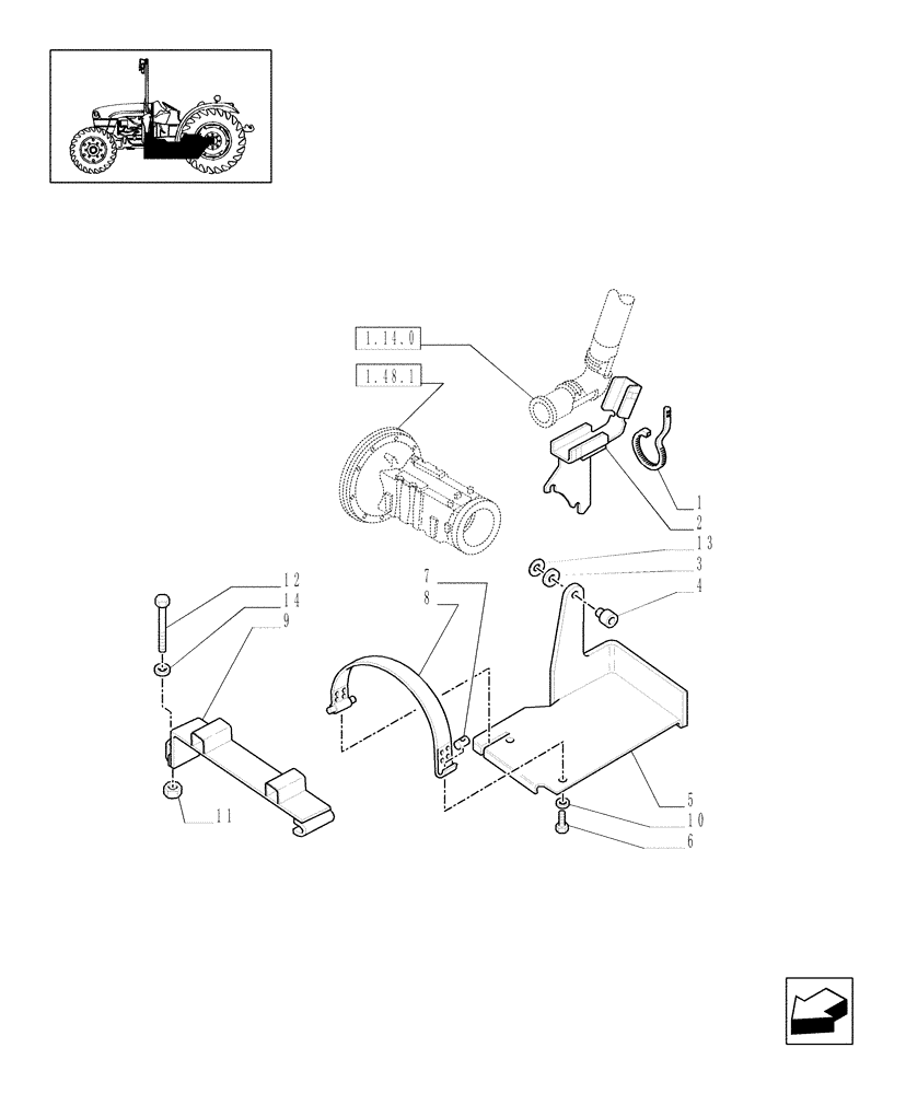 Схема запчастей Case IH JX1060C - (1.14.7[01]) - FUEL TANK SUPPORT - C5540 (02) - ENGINE EQUIPMENT