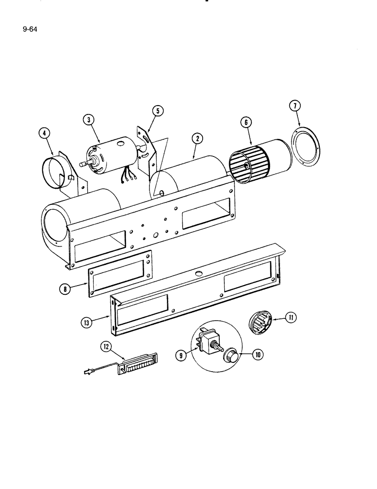 Схема запчастей Case IH 5000 - (9-64) - OPERATORS CAB BLOWER, BUILT PRIOR TO 1983 (09) - CHASSIS/ATTACHMENTS