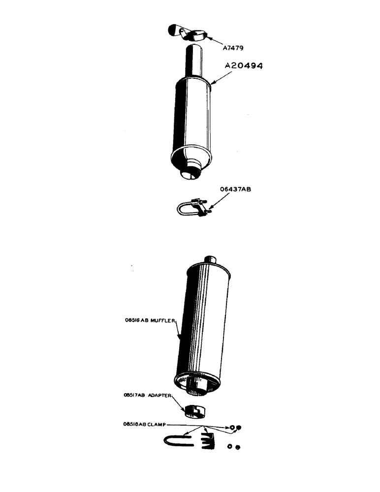 Схема запчастей Case IH DC-SERIES - (016) - REGULAR/SPARK ARRESTING MUFFLER, REGULAR MUFFLER, D, DC (02) - ENGINE