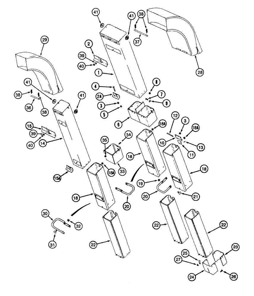 Схема запчастей Case IH 420 - (09C-14) - CONVEYOR CHUTES - OUTER (15) - HANDLING SYSTEM