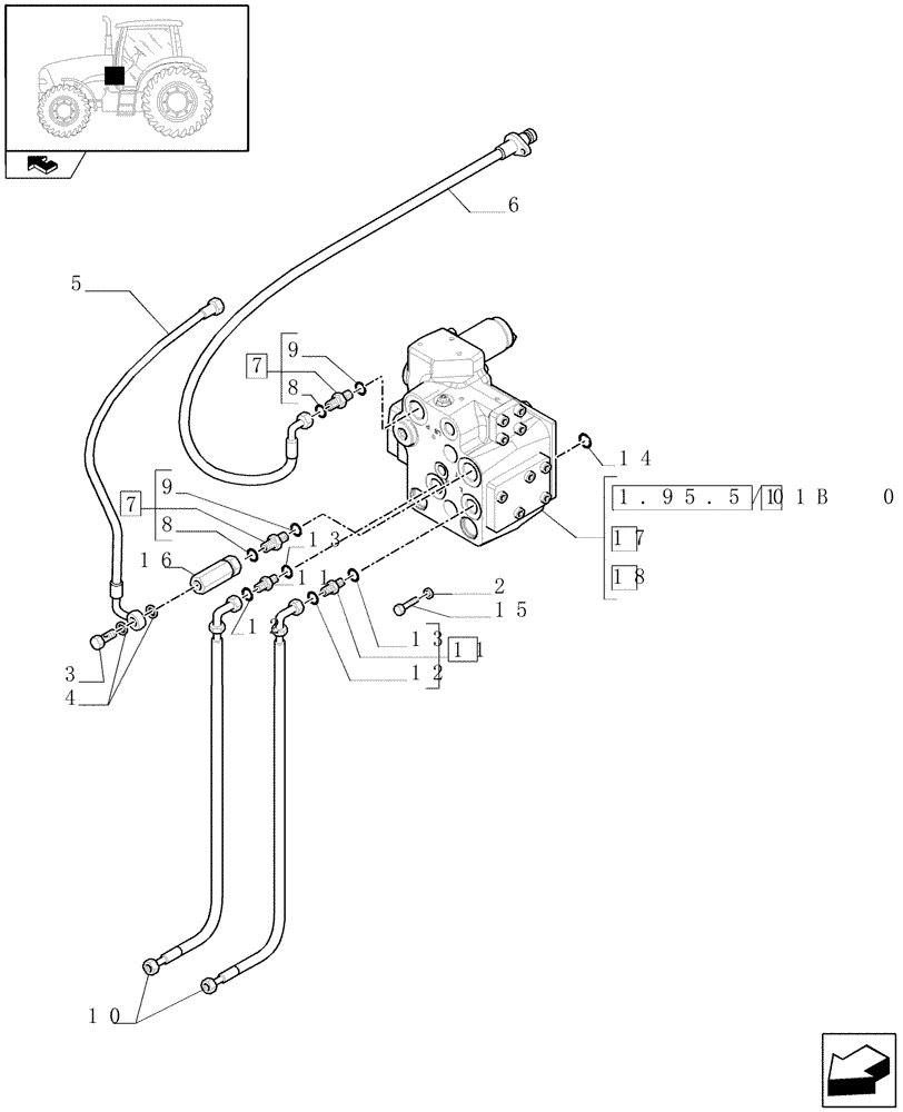 Схема запчастей Case IH PUMA 180 - (1.95.5/01[03]) - (VAR.187-636) FAST STEERING - POWER STEERING, VALVE AND PIPES - C6521 (10) - OPERATORS PLATFORM/CAB