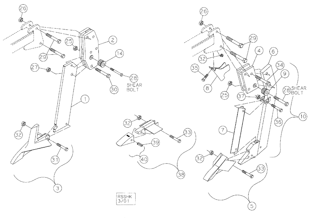 Схема запчастей Case IH 2500 ECOLO-TIL - (75.200.03[01]) - SHANKS 2500 RIP-BED & RIP-STRIP (75) - SOIL PREPARATION