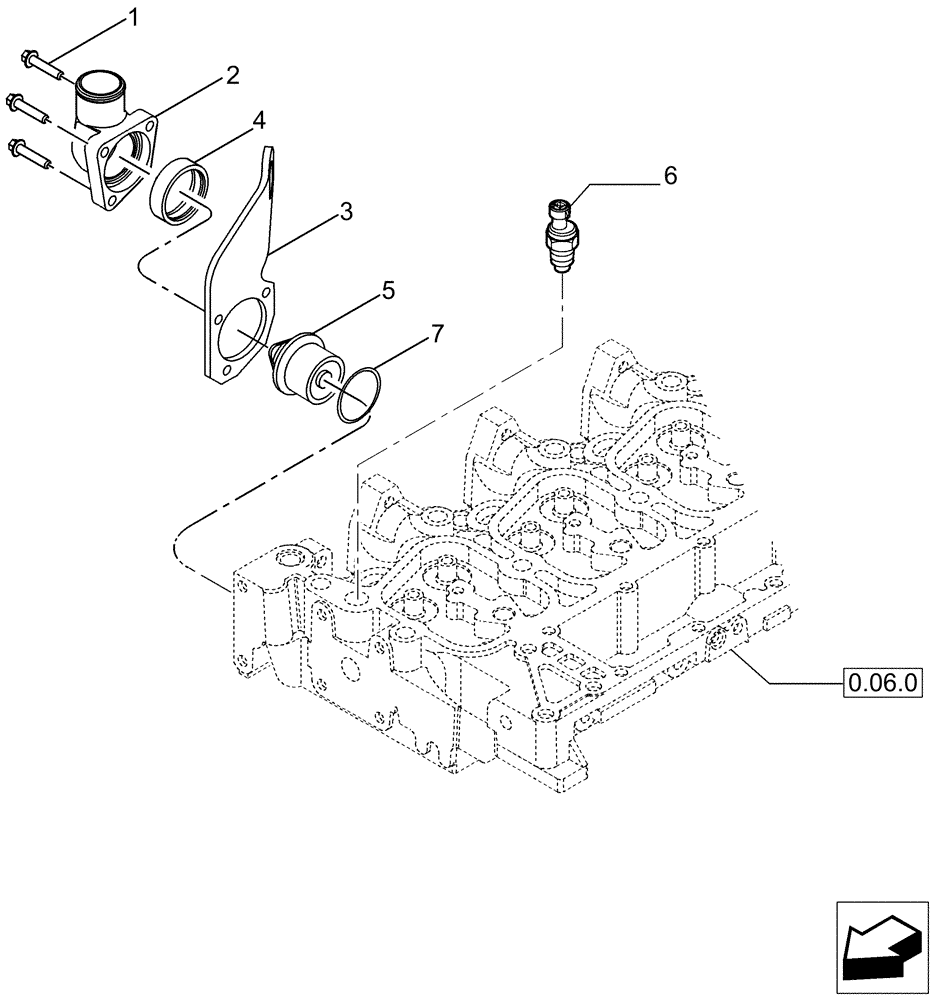 Схема запчастей Case IH P170 - (0.32.6[01]) - THERMOSTAT - ENGINE COOLING SYSTEM (02) - ENGINE